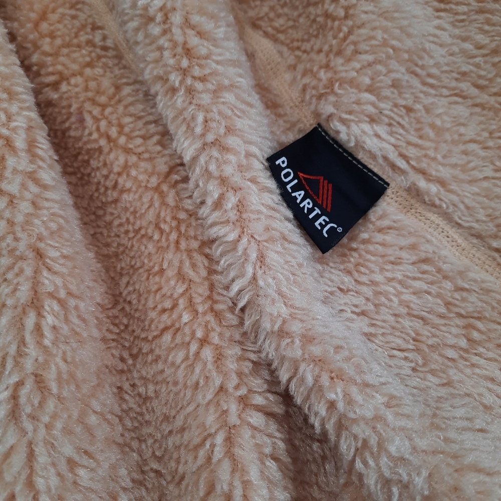 Cabela's Light Camel Teddy Long Vest Mock Neck Zip Up EUC Medium - Picture 12 of 14